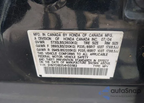 2004 Acura Mdx z USA, uszkodzony, nr VIN 2HNYD18254H551183